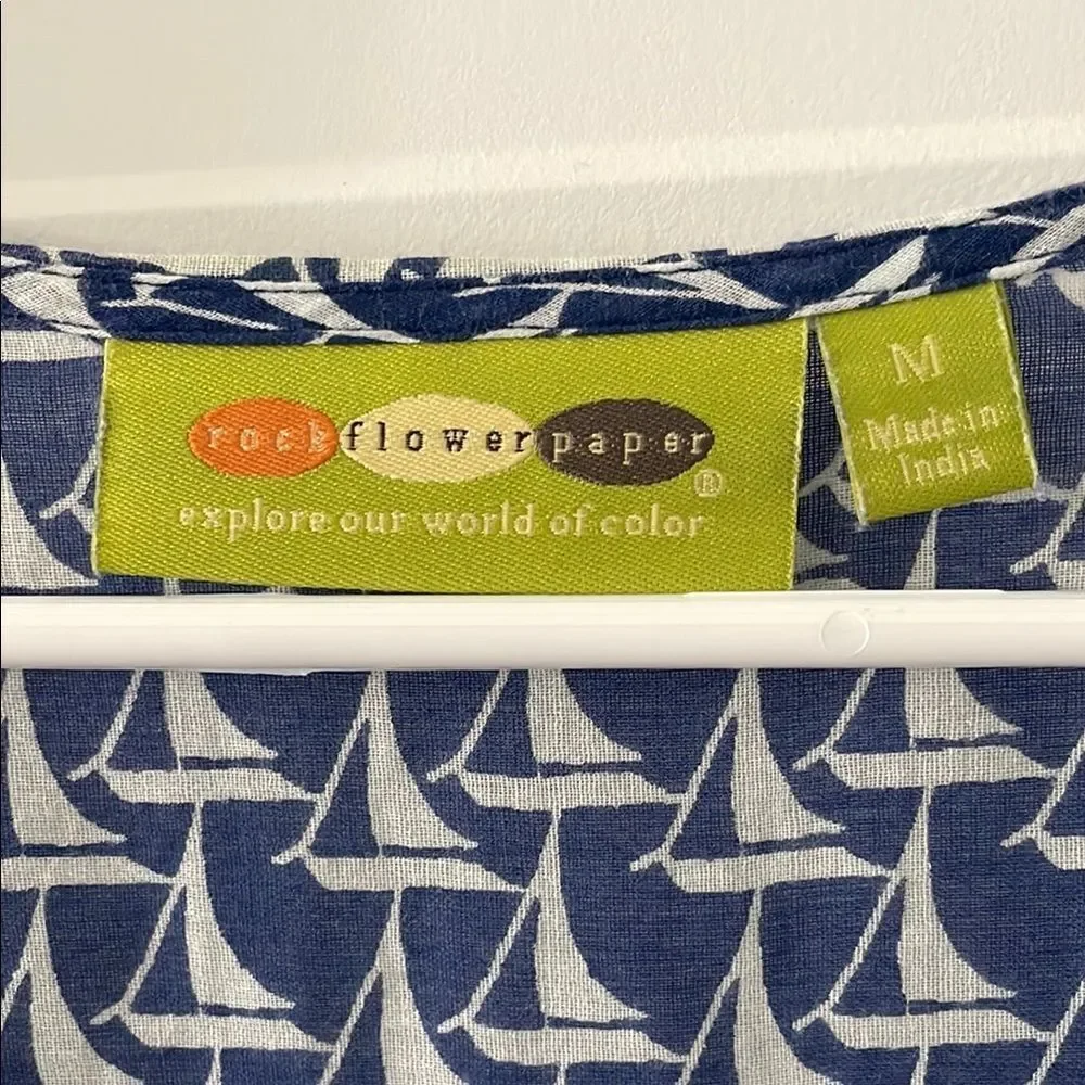 Rock Flower Paper Blue and White Sailboat Coverup